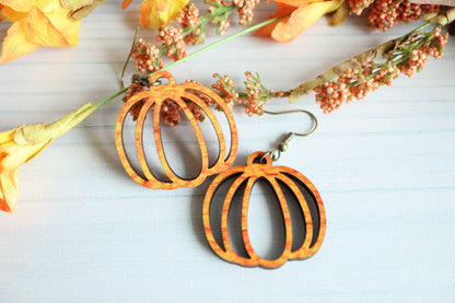 Pumpkin Wood Earrings