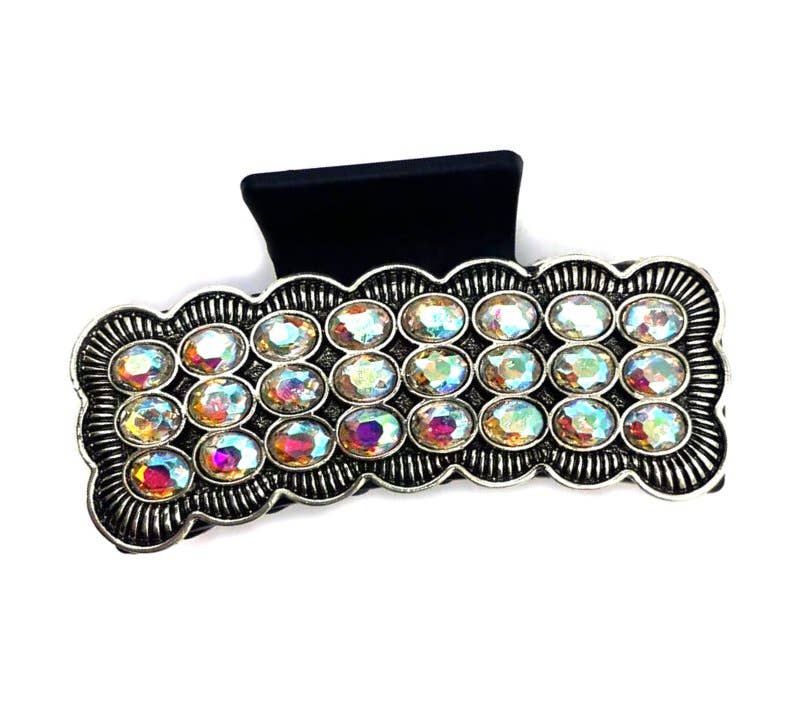 Western Crystal Stone Metal Plate Hair Claw