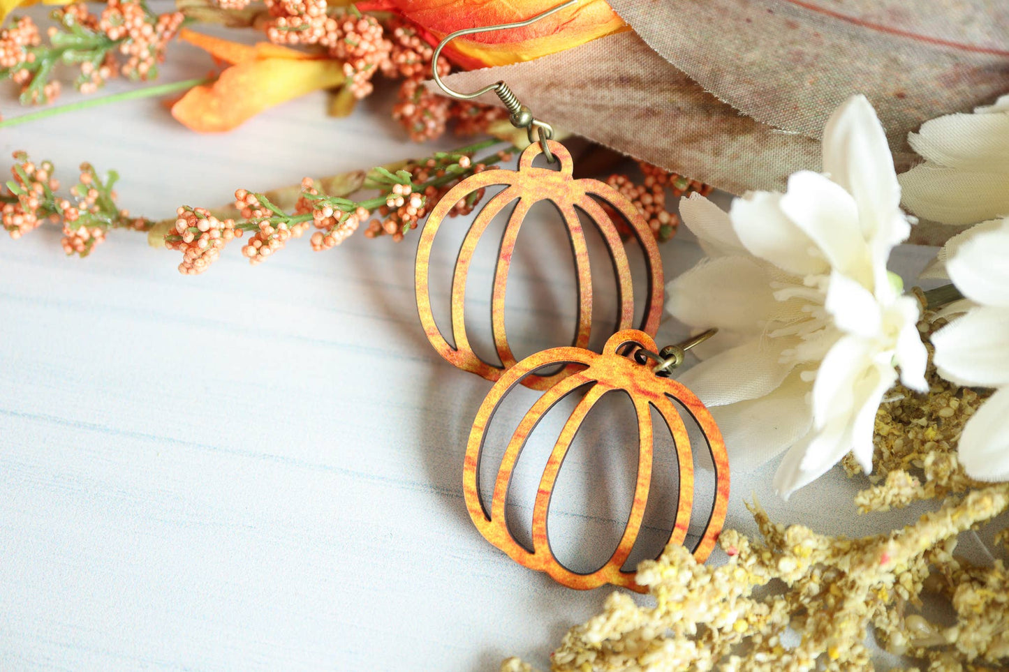 Pumpkin Wood Earrings