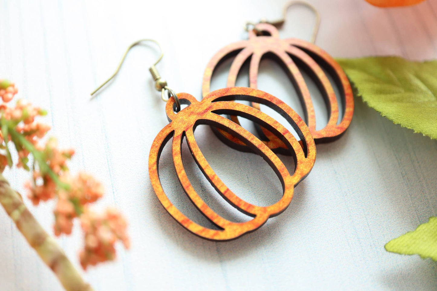 Pumpkin Wood Earrings