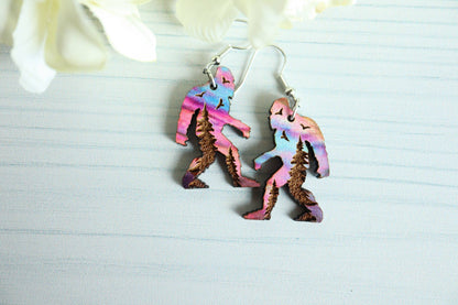 Bigfoot Wooden Dangle Earrings