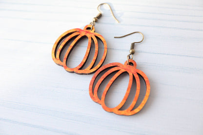 Pumpkin Wood Earrings