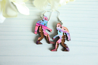 Bigfoot Wooden Dangle Earrings