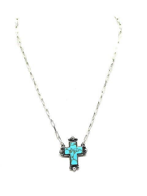 Western Turquoise Cross Necklace