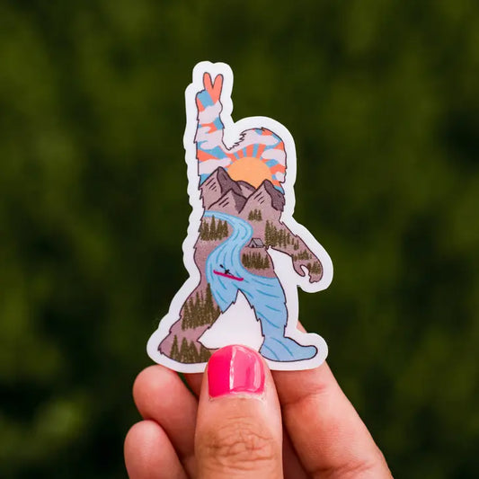 Bigfoot Mountain Scene Waterproof Vinyl Sticker