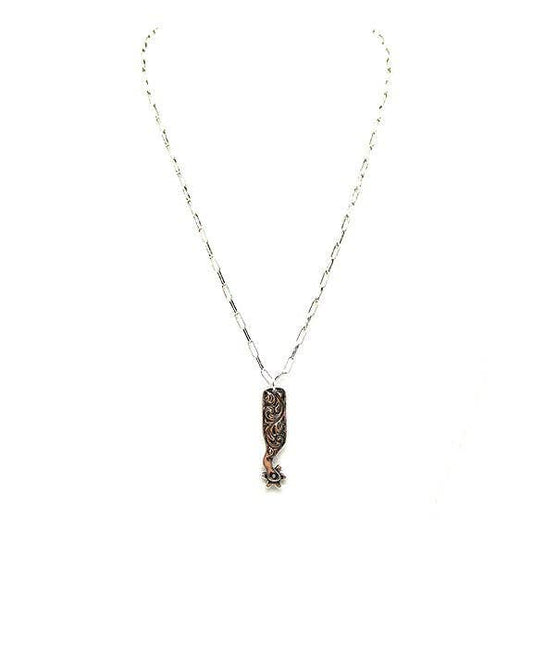 Western Engraved Spur Pendant Necklace