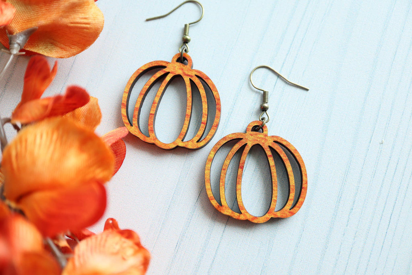 Pumpkin Wood Earrings