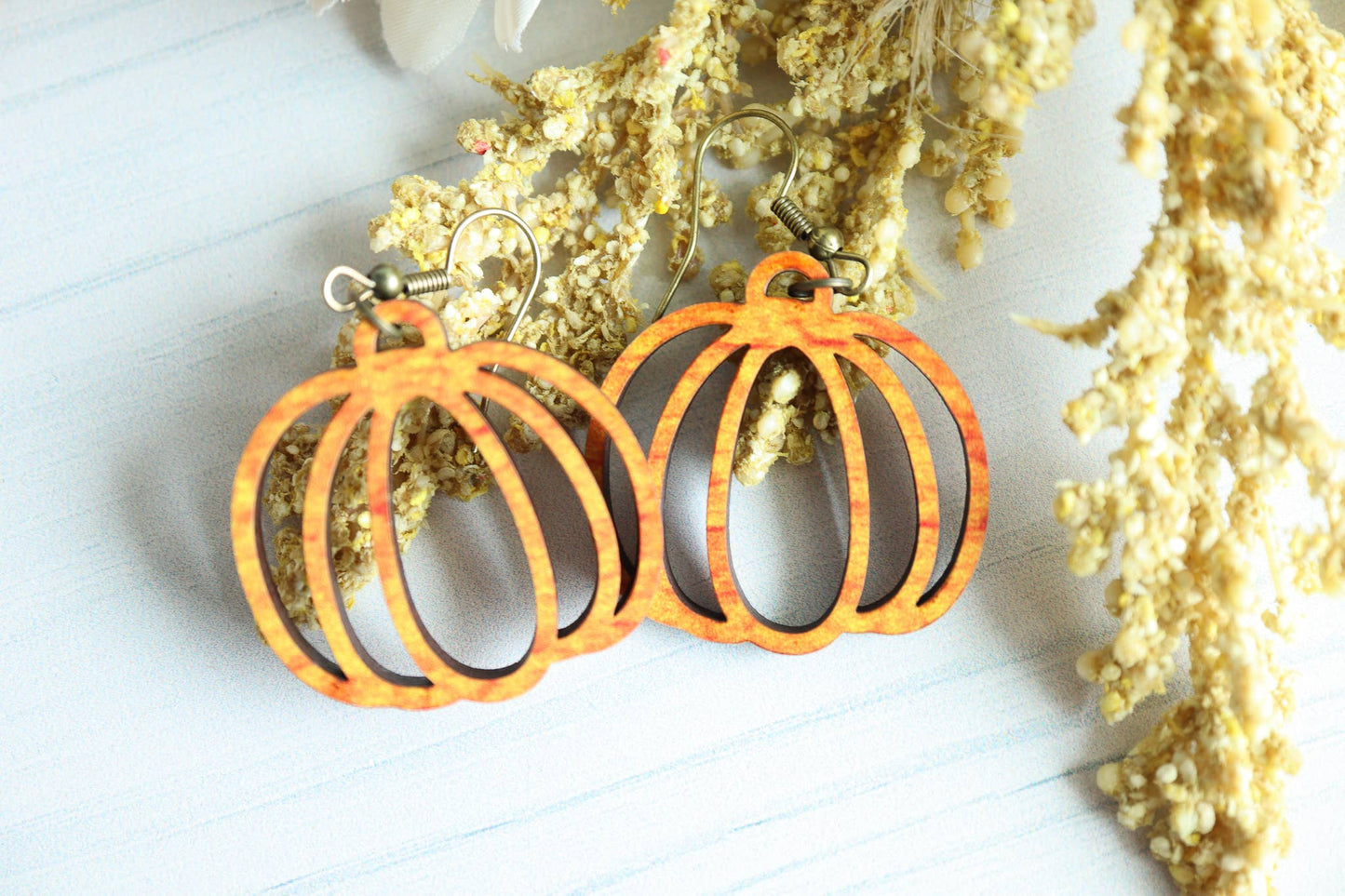 Pumpkin Wood Earrings