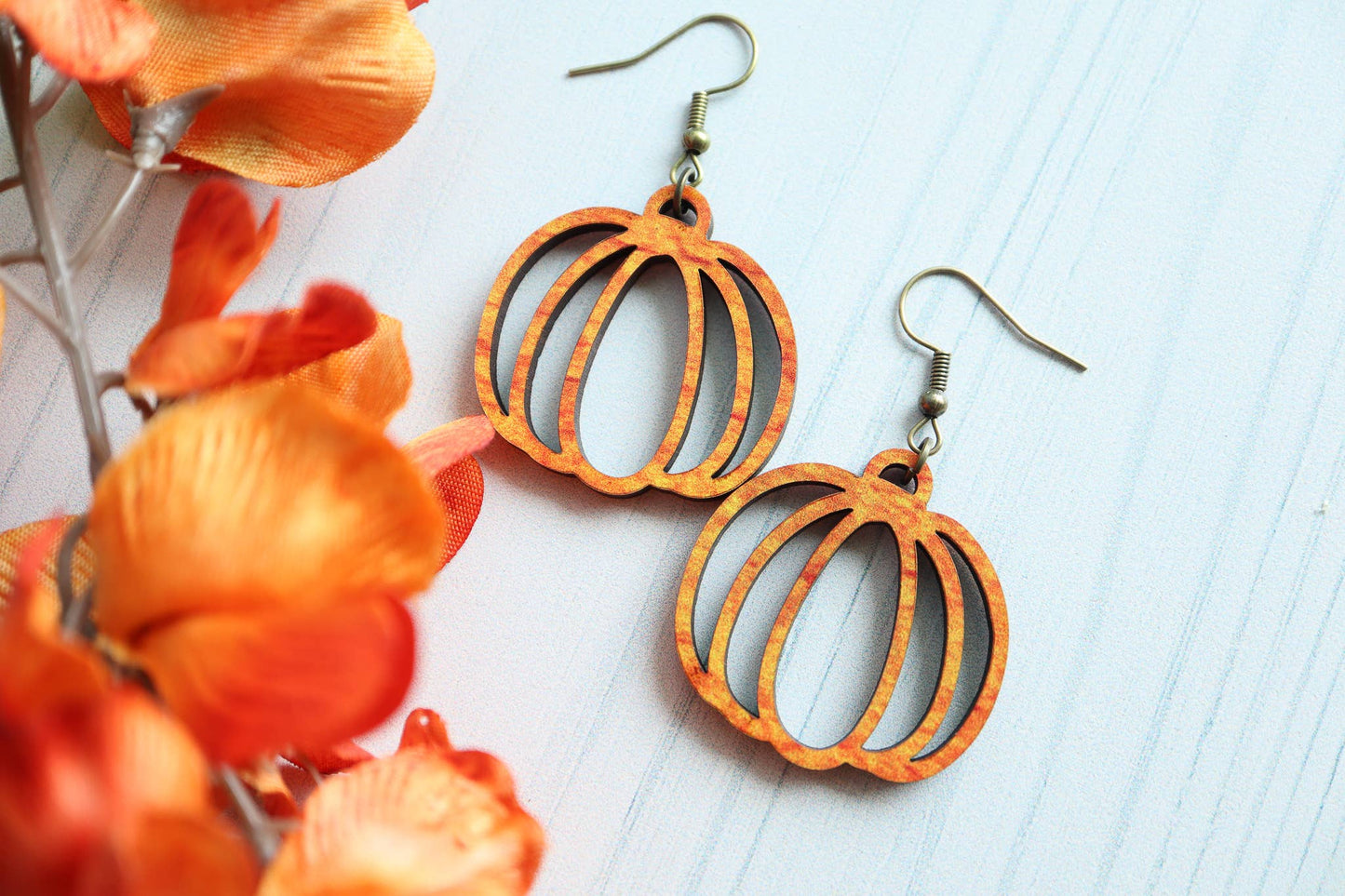 Pumpkin Wood Earrings