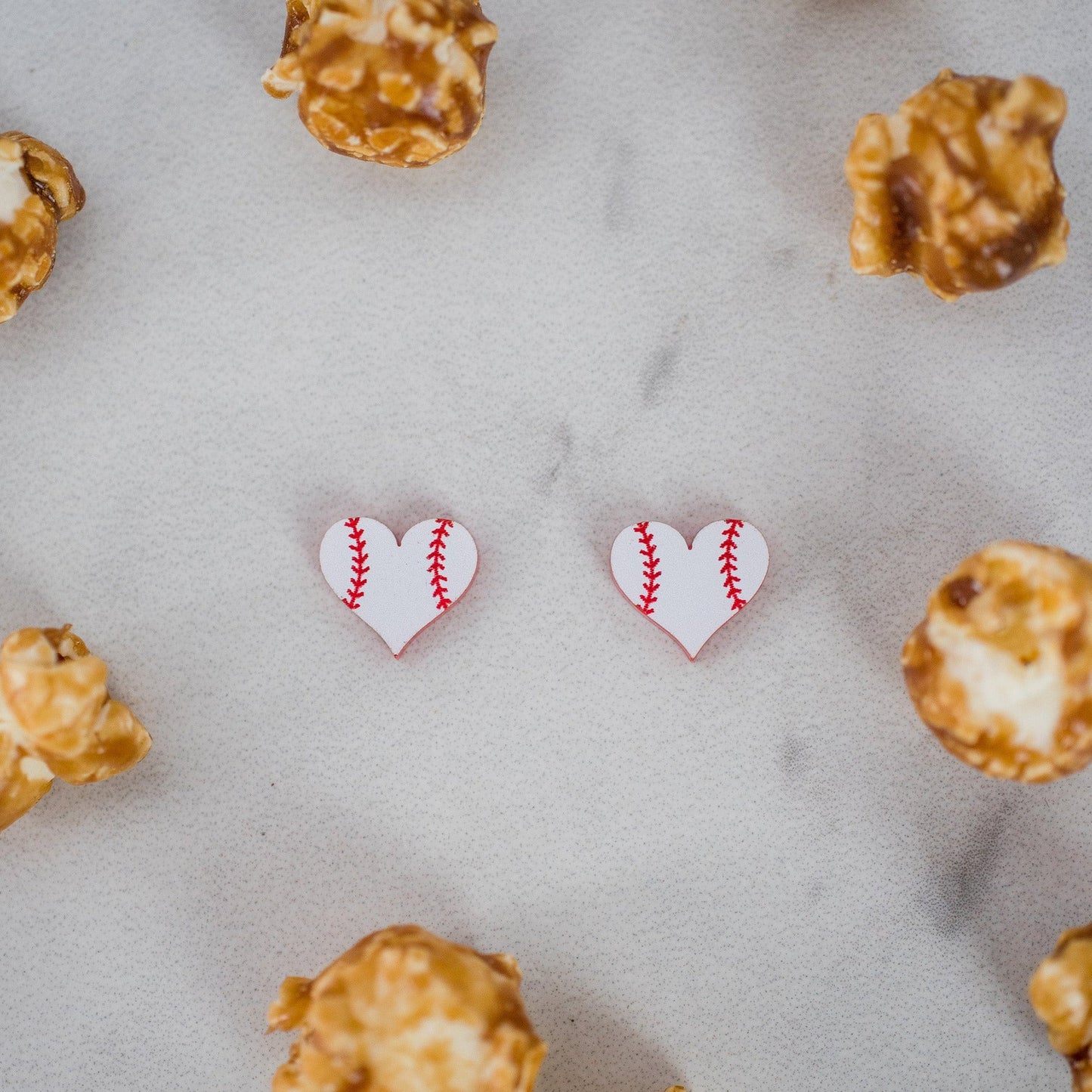 Baseball Heart Studs